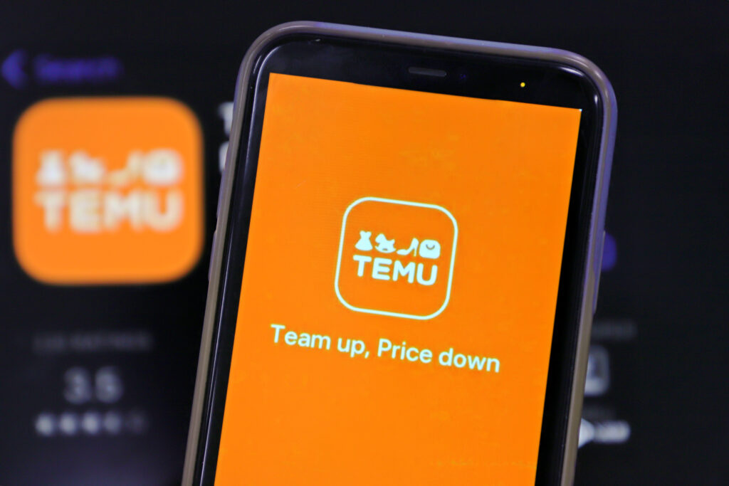 App von Temu auf einem Handy